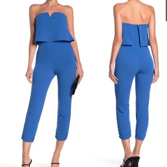 love...ady Pants - 330. New Love Ady Strapless Popover Jumpsuit in Blue